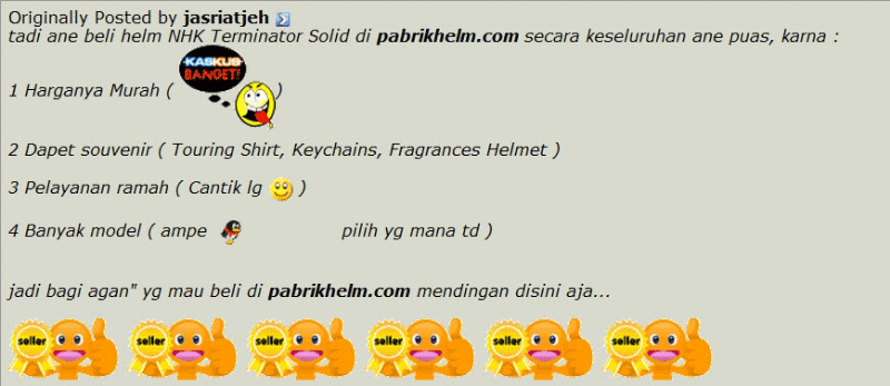 Testimonial pabrikhelm.com