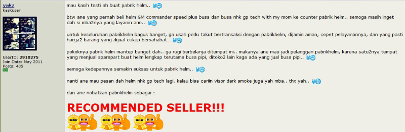 Testimonial pabrikhelm.com