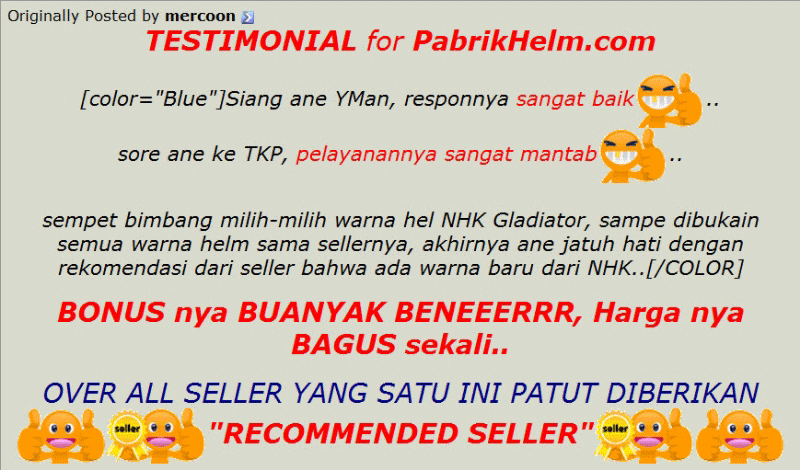 Testimonial pabrikhelm.com