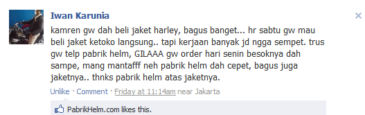 Testimonial pabrikhelm.com