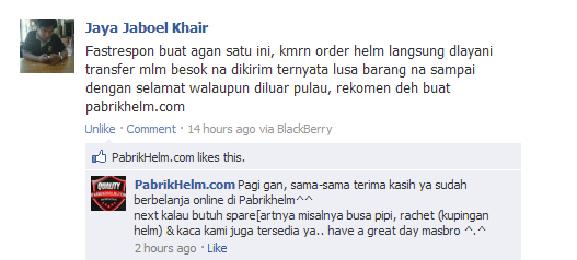 Testimonial pabrikhelm.com