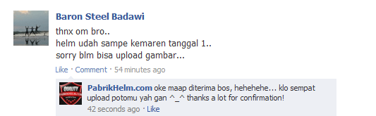 Testimonial pabrikhelm.com