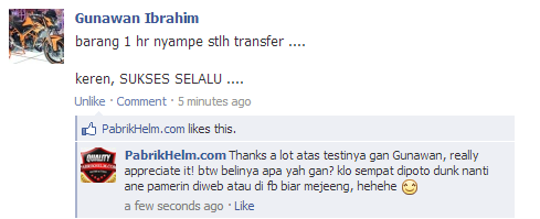 Testimonial pabrikhelm.com