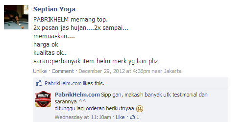 Testimonial pabrikhelm.com