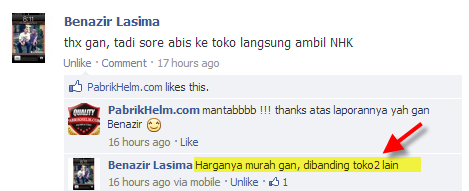 Testimonial pabrikhelm.com