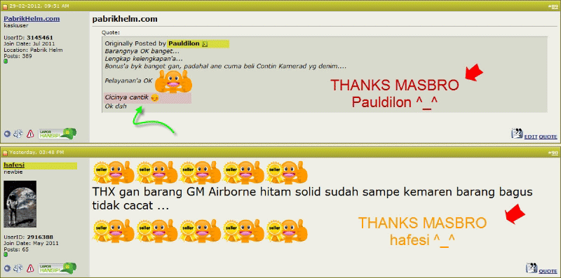 Testimonial pabrikhelm.com