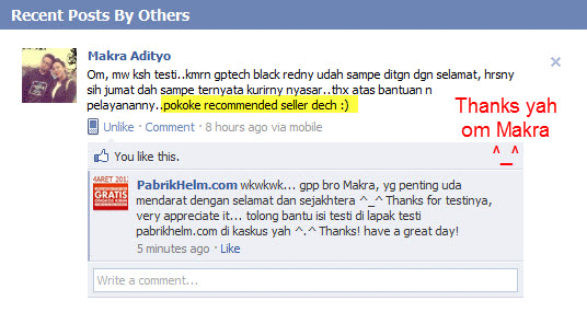 Testimonial pabrikhelm.com