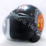 Helm JPN Retro Club Manchester United Hitam Kaca Bogo