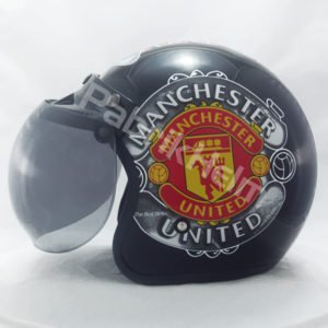 Helm JPN Retro Club Manchester United Hitam Kaca Bogo