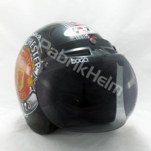 Helm JPN Retro Club Manchester United Hitam Kaca Bogo